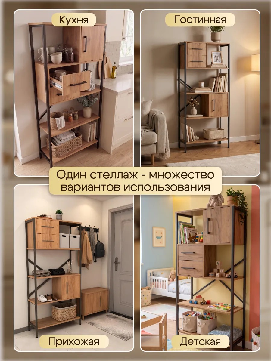 Модульный металлический стеллаж лофт для зонирования — фото 8