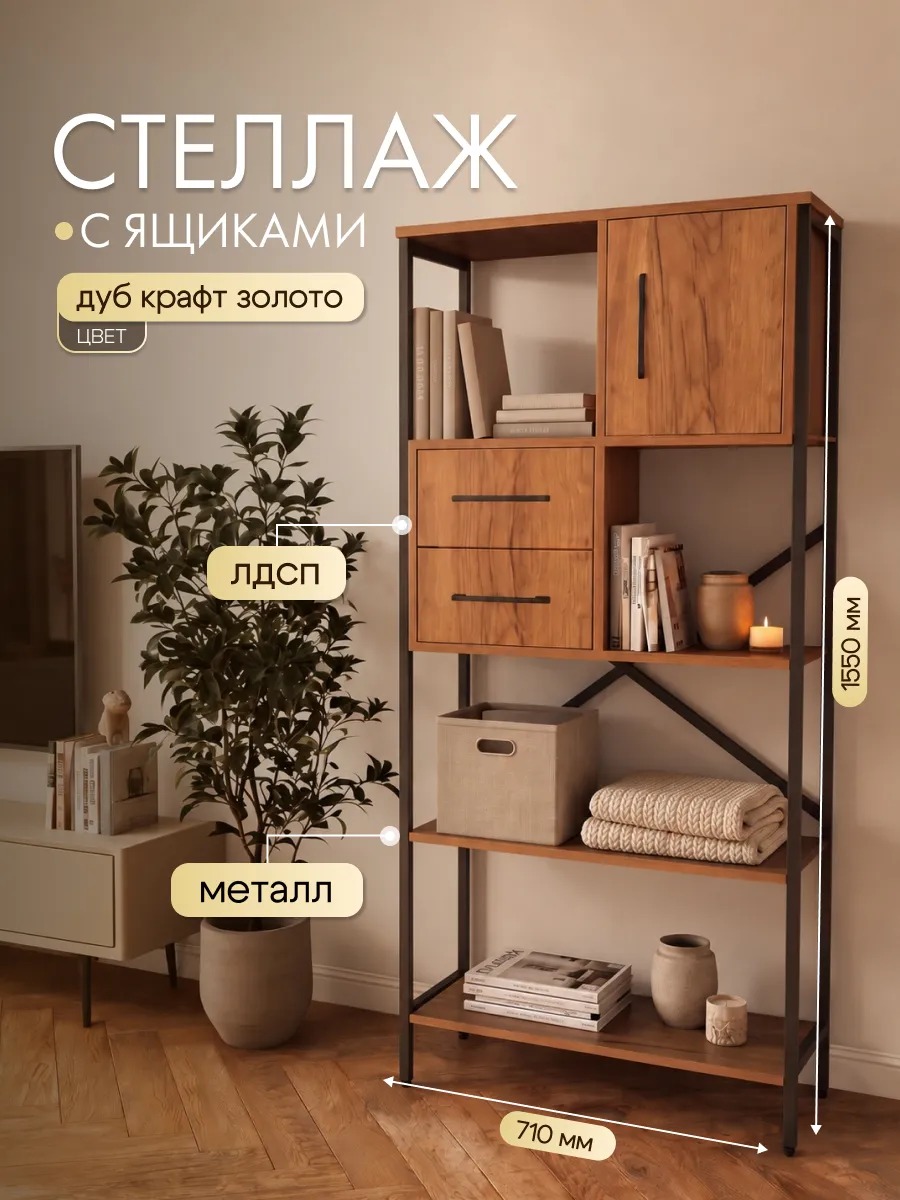 Модульный металлический стеллаж лофт для зонирования — фото 2