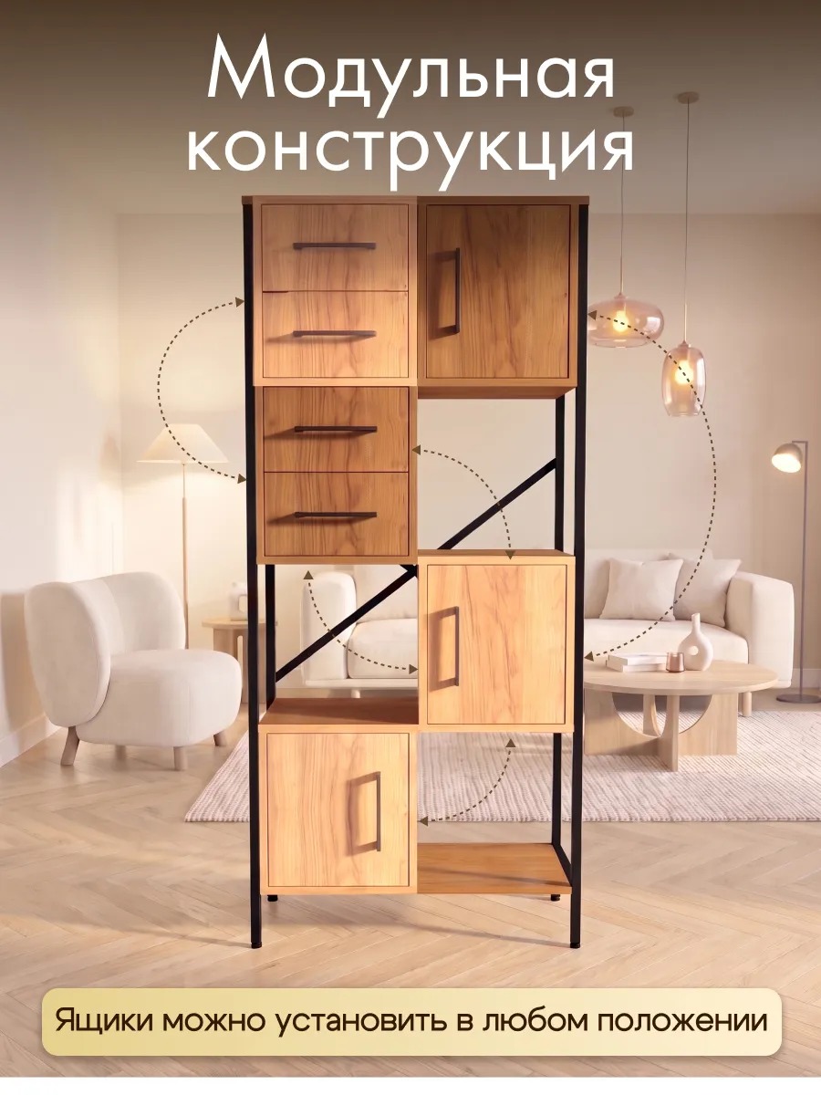 Модульный металлический стеллаж лофт для зонирования — фото 5