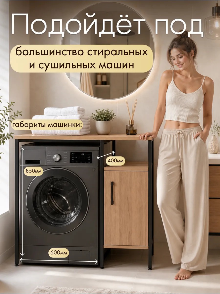 Стеллаж шкаф с тумбой под стиральную машину — фото 4