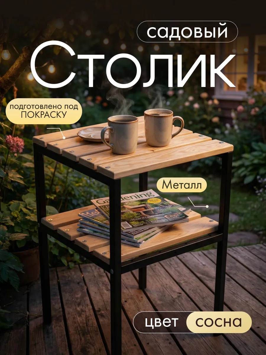 Садовый уличный столик под скамейку на дачу